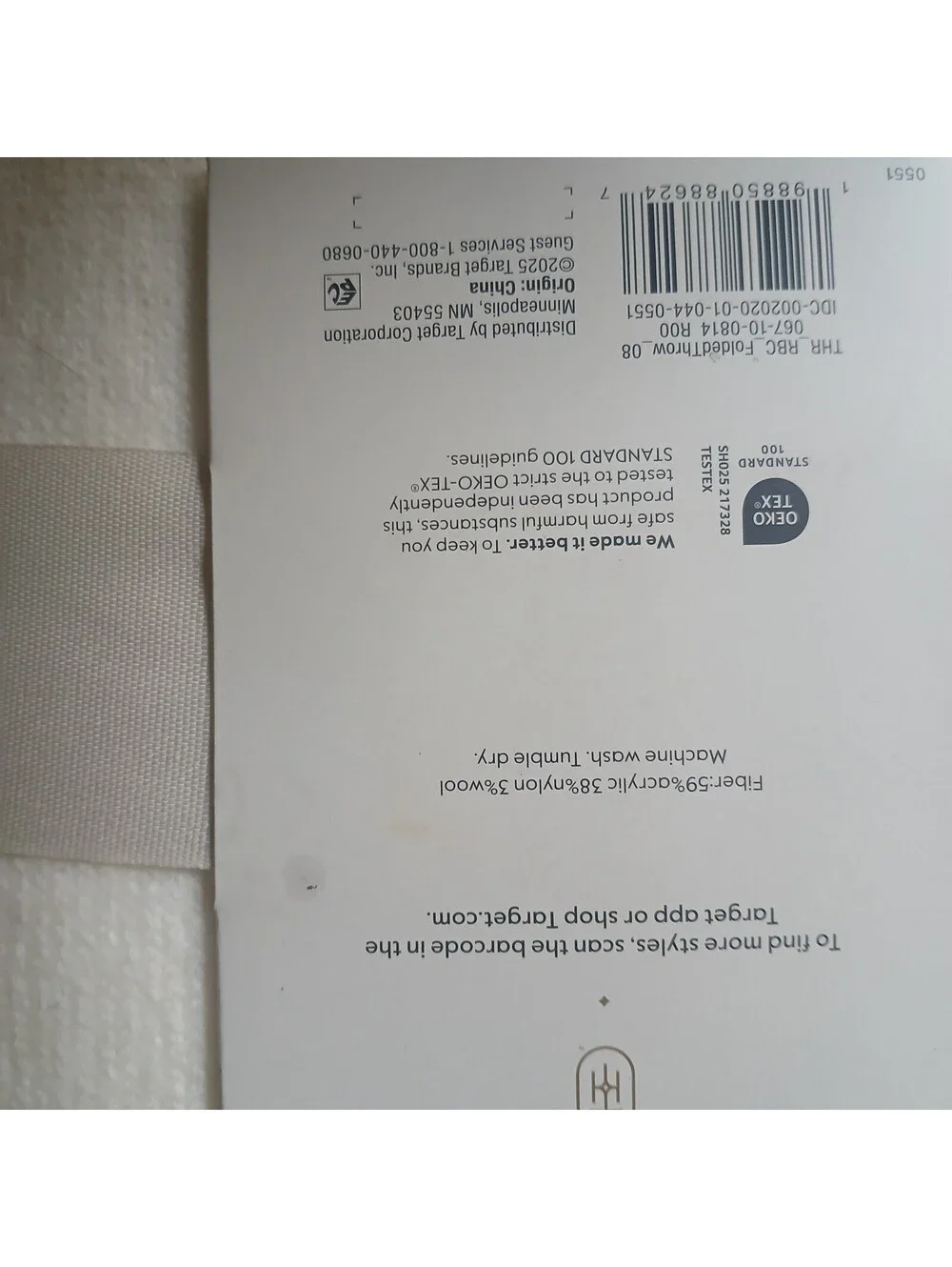 NWT Threshold cashmere-like throw